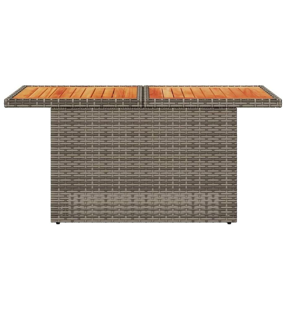 Table de jardin gris 100x55x73 cm résine tressée et bois acacia