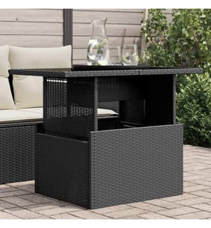 Table de jardin dessus en verre noir 100x55x73cm résine tressée
