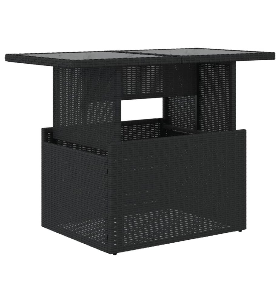 Table de jardin dessus en verre noir 100x55x73cm résine tressée