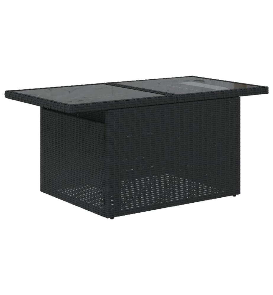 Table de jardin dessus en verre noir 100x55x73cm résine tressée