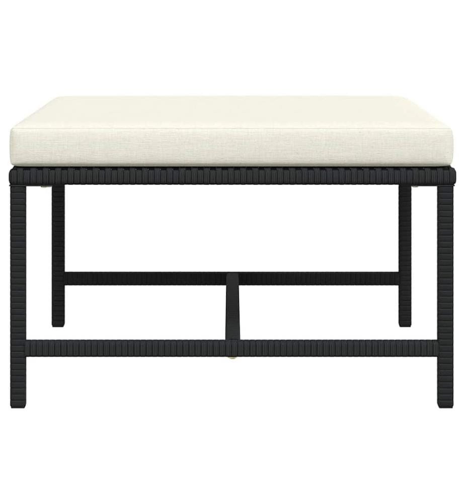 Repose-pied sectionnel avec coussin Noir Résine tressée
