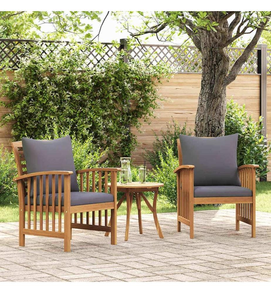 Chaises de jardin avec coussins lot de 2 Bois d'acacia massif