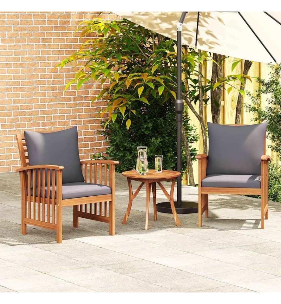 Chaises de jardin avec coussins lot de 2 Bois d'acacia massif