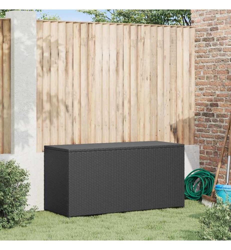 Boîte de rangement de jardin noir 120x50x60 cm résine tressée