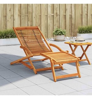 Chaise de terrasse avec repose-pied Bois d'acacia solide