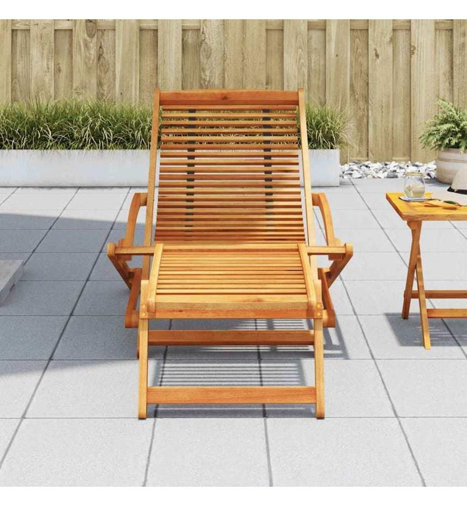 Chaise de terrasse avec repose-pied Bois d'acacia solide