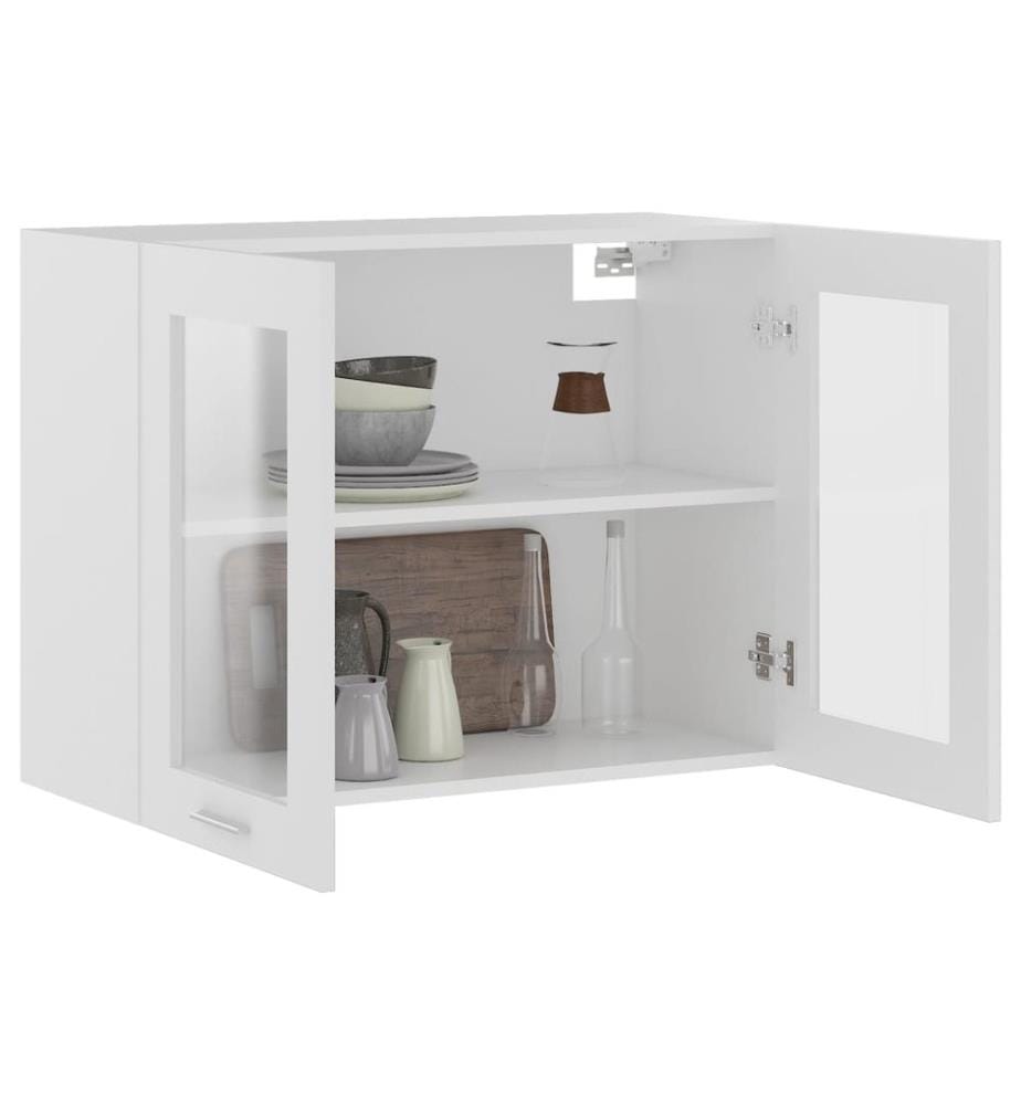 Vetrina sospesa "Lyon" Bianco 80 x 31 x 60 cm Legno d'ingegneria