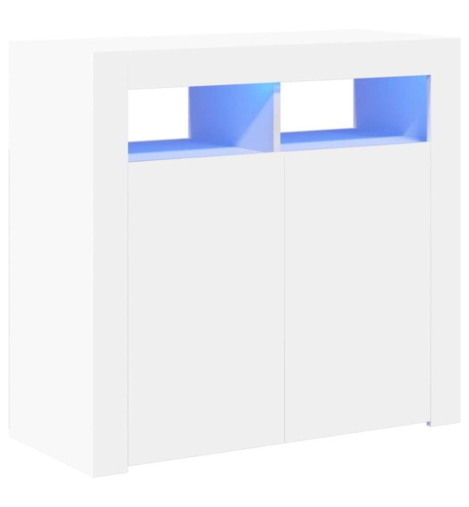Buffet avec lumières LED Blanc 80x35x75 cm