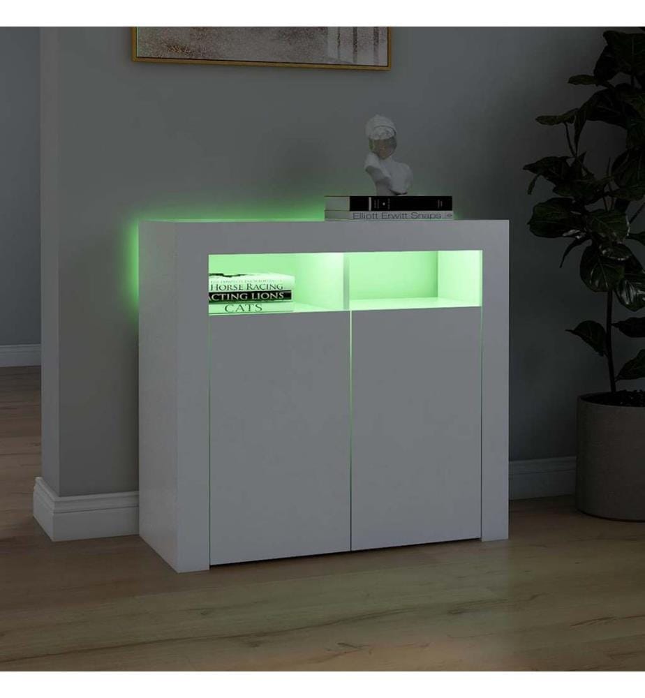 Buffet avec lumières LED Blanc 80x35x75 cm