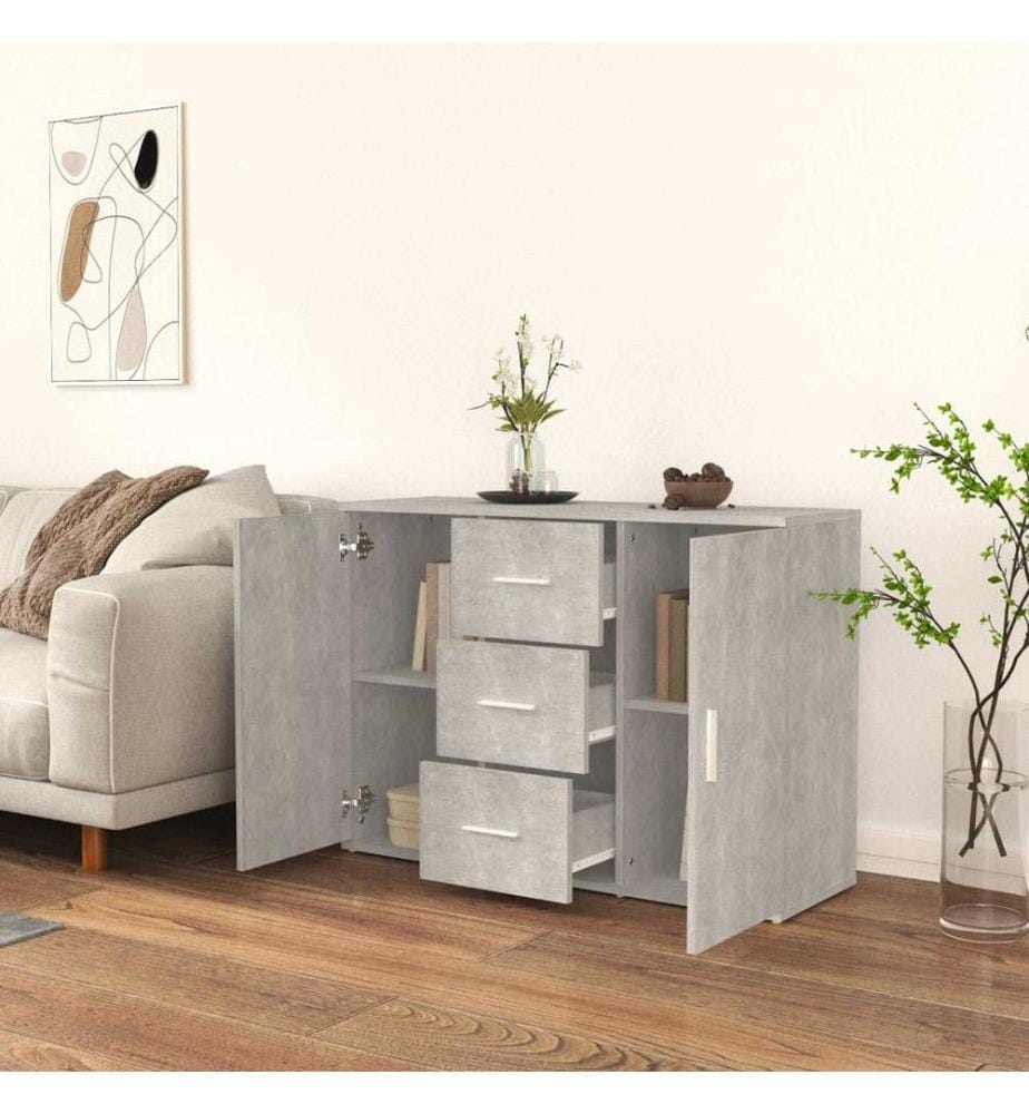 Buffet Gris béton 91x29,5x65 cm Bois d'ingénierie
