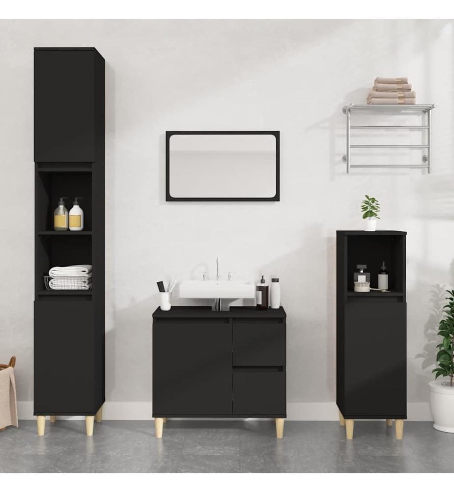 Armadio da bagno nero 65x33x60 cm legno ingegnerizzato