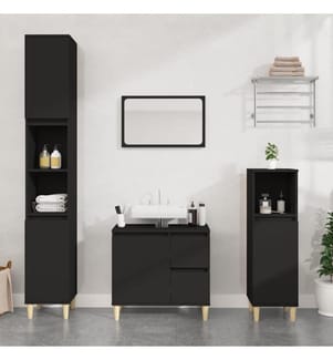 Armoire de salle de bain noir 65x33x60 cm bois d'ingénierie