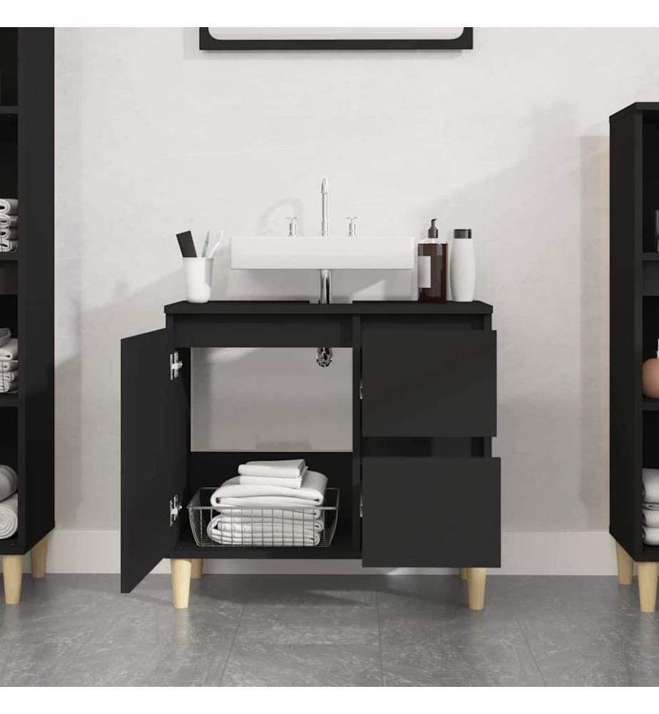 Armadio da bagno nero 65x33x60 cm legno ingegnerizzato