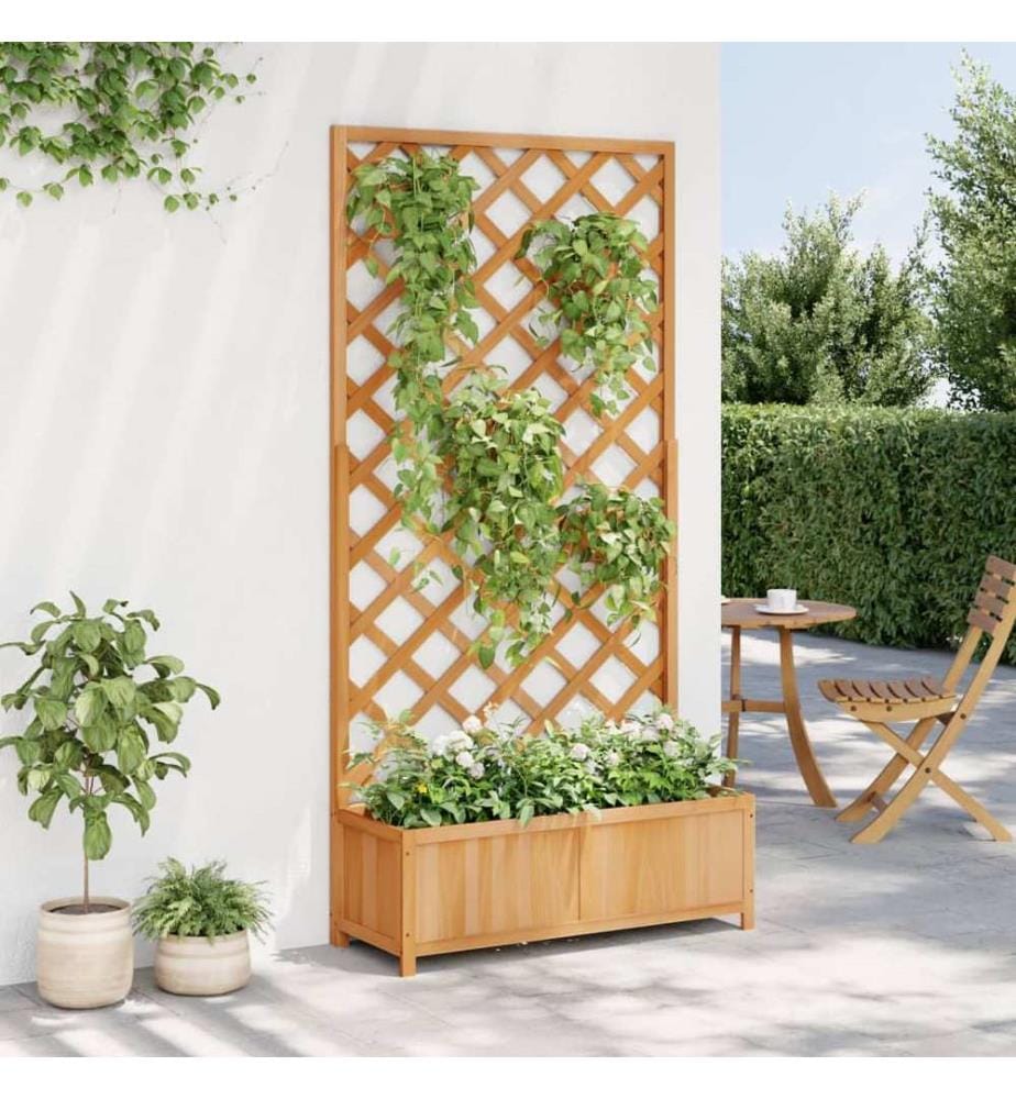 Pflanzkübel mit Spalier Braun Massivholz Tanne