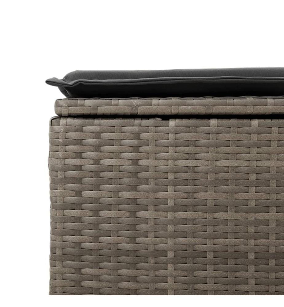 Tabouret de jardin avec coussin gris 55x55x37 cm résine tressée
