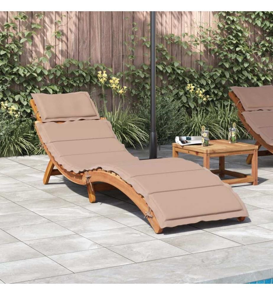 | Transat | avec coussin taupe 55 x 184 x 64cm Bois d'Acacia Massif