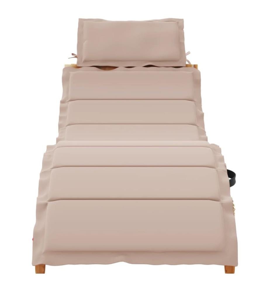 | Transat | avec coussin taupe 55 x 184 x 64cm Bois d'Acacia Massif