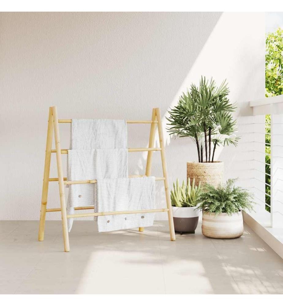 Doppel-Handtuchleiter mit 4 Sprossen 90x50x100 cm Bambus