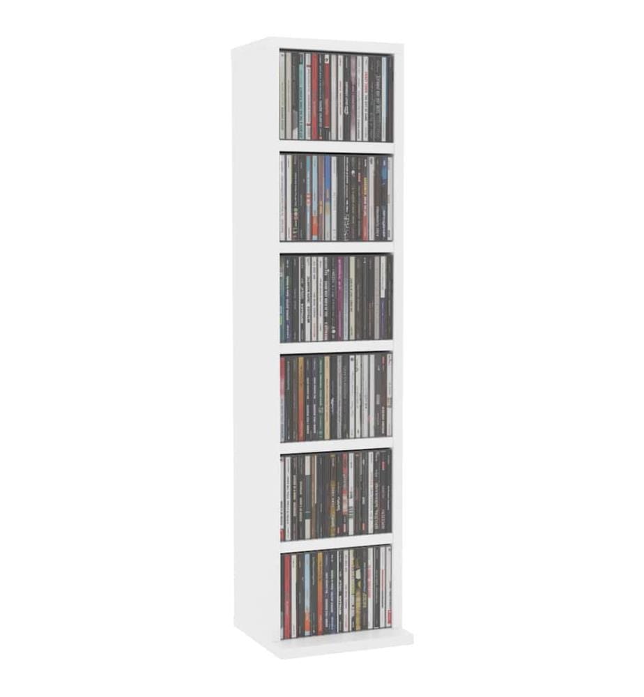 Armoire à CD Blanc 21x20x88 cm Bois d'ingénierie
