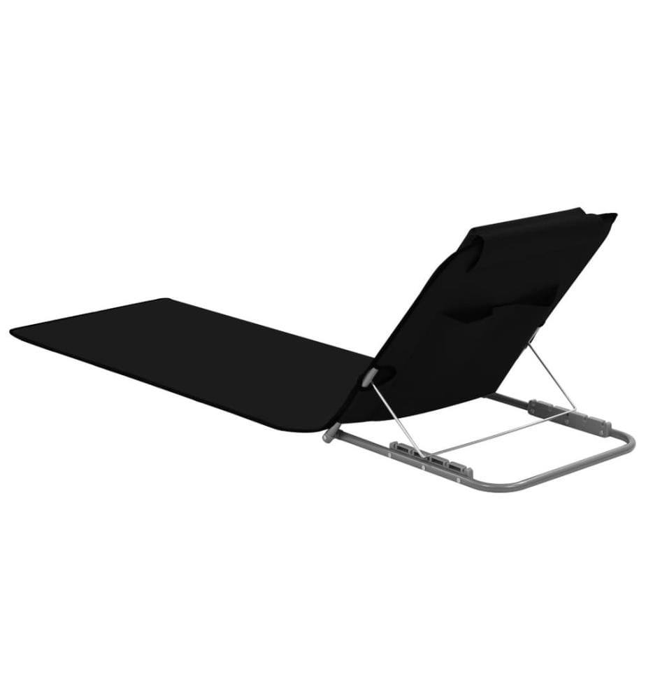 Tapis de plage pliables 2 pcs Acier et tissu Noir