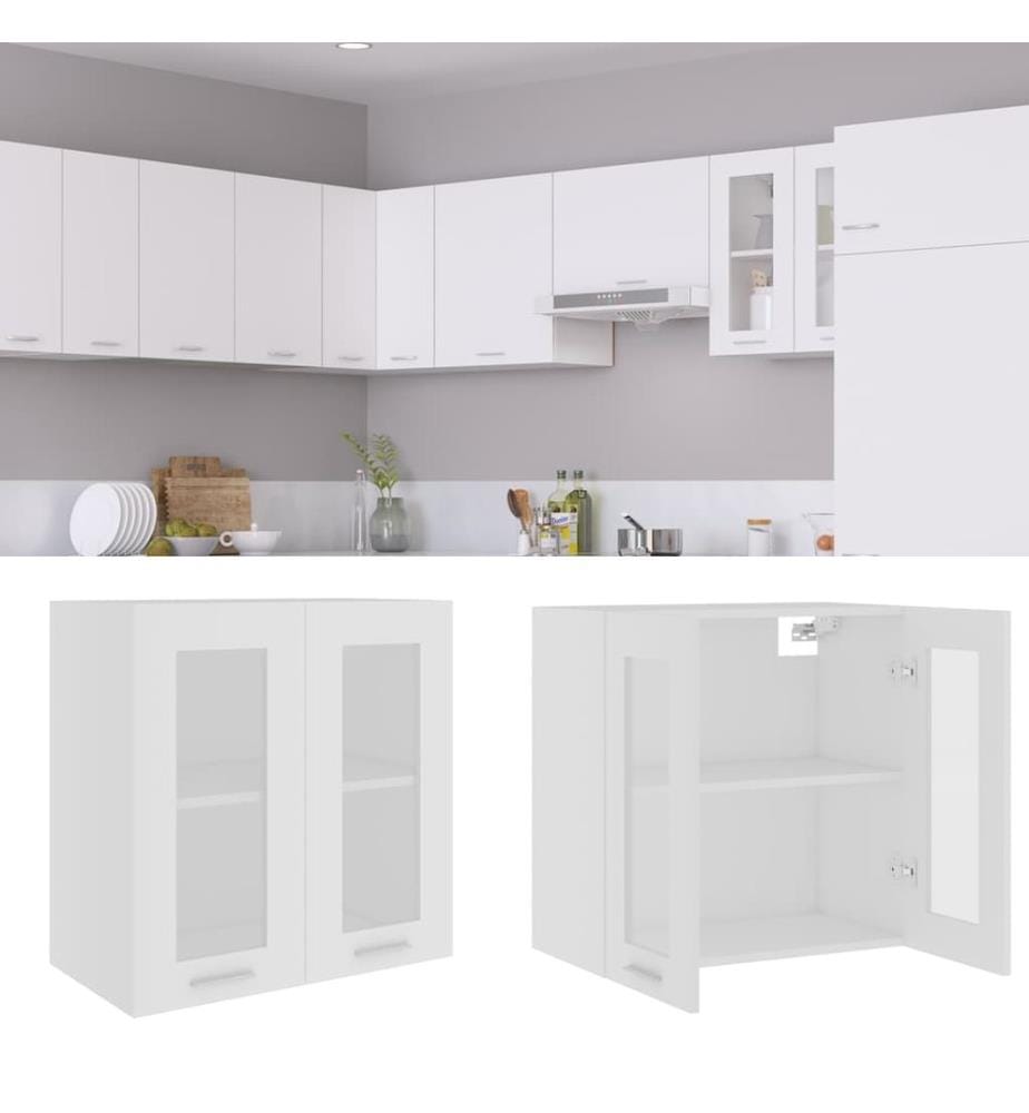 Vetrina sospesa "Lyon" Bianco 60 x 31 x 60 cm Legno d'ingegneria