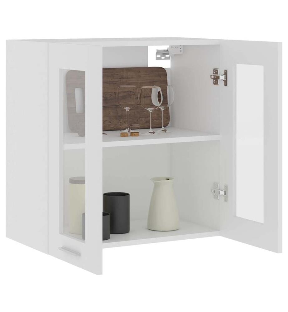 Vetrina sospesa "Lyon" Bianco 60 x 31 x 60 cm Legno d'ingegneria