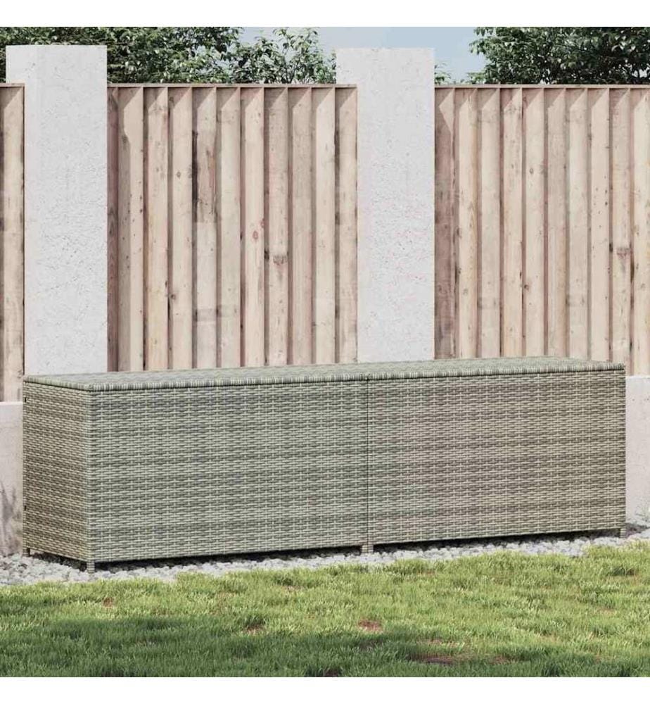 Boîte de rangement de jardin résine tressée 200x50x60 cm gris