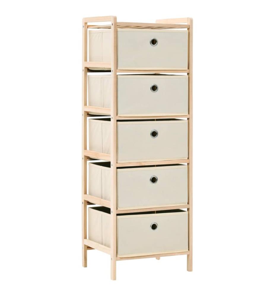 Scaffale di stoccaggio 5 cesti tessuto legno di cedro beige