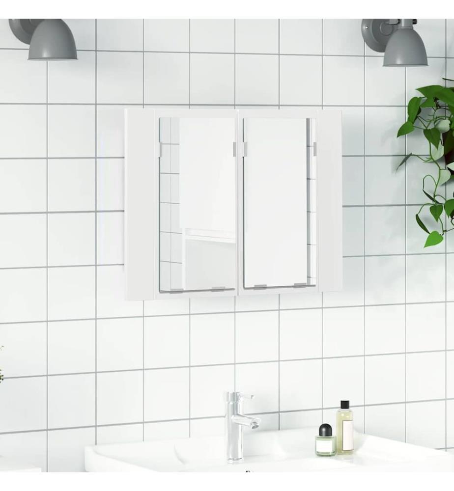 Armadio da bagno a specchio LED Bianco 60x12x45 cm Acrilico
