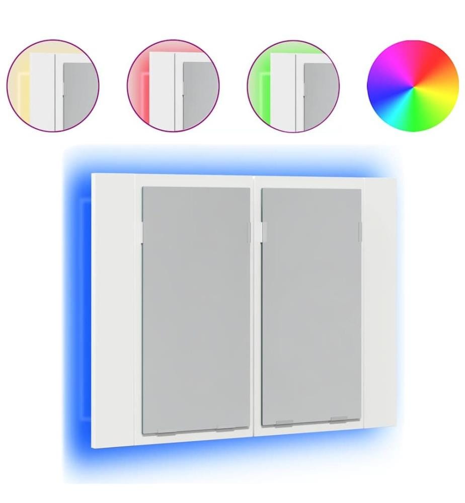Armadio da bagno a specchio LED Bianco 60x12x45 cm Acrilico