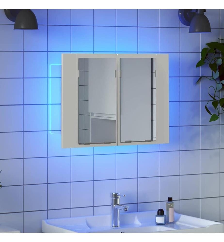 Armadio da bagno a specchio LED Bianco 60x12x45 cm Acrilico