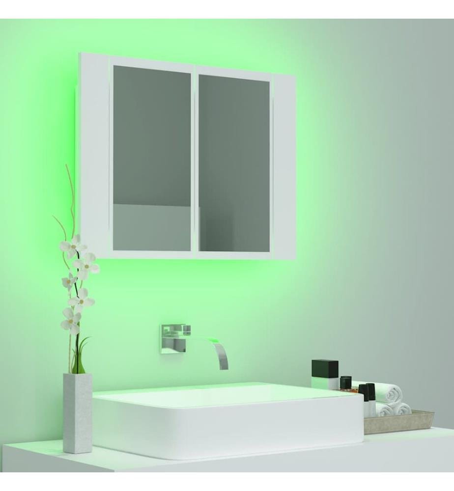 Armadio da bagno a specchio LED Bianco 60x12x45 cm Acrilico