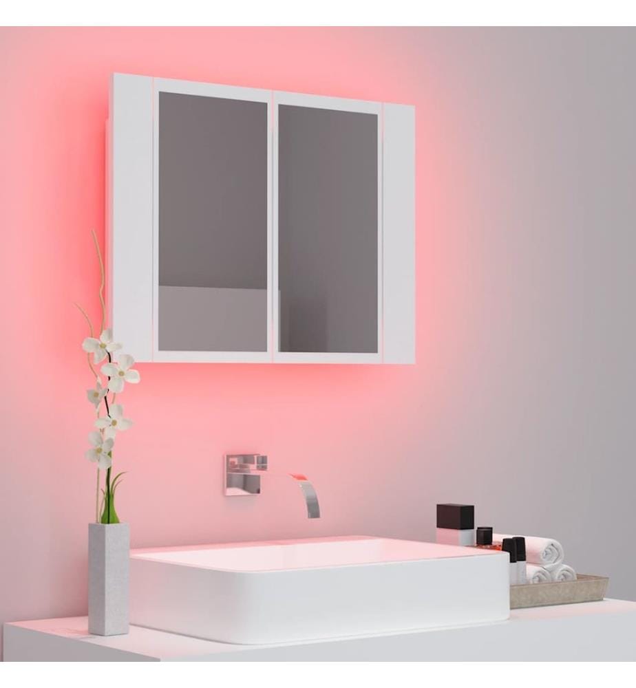 Armadio da bagno a specchio LED Bianco 60x12x45 cm Acrilico