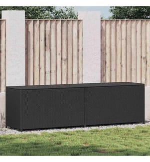 Boîte de rangement de jardin résine tressée 200x50x60 cm noir