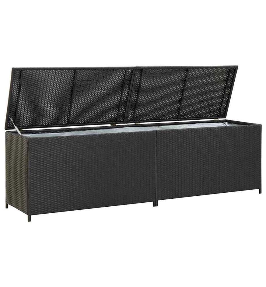 Boîte de rangement de jardin résine tressée 200x50x60 cm noir