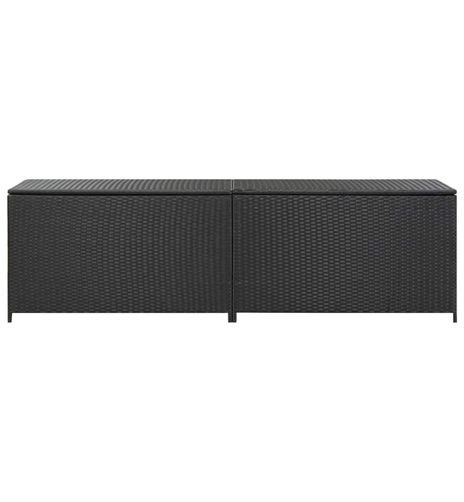Boîte de rangement de jardin résine tressée 200x50x60 cm noir