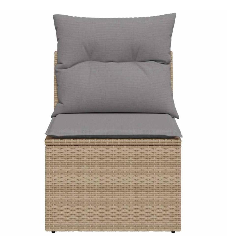 Canapé de jardin sans accoudoirs coussins beige résine tressée