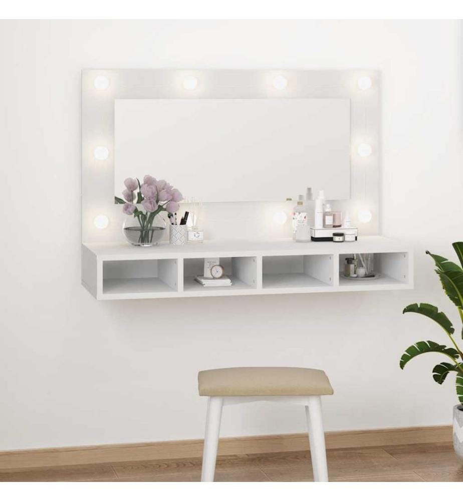 Spiegelschrank mit LED Weiss 90x31,5x62 cm