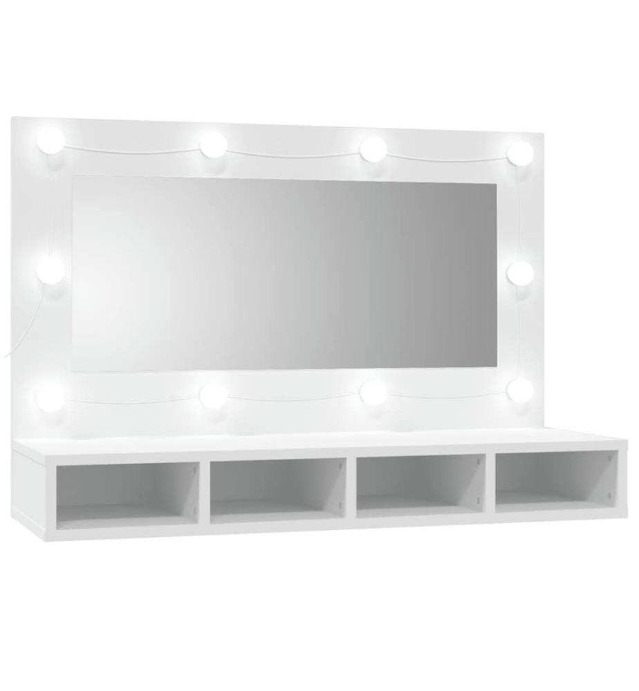 Spiegelschrank mit LED Weiss 90x31,5x62 cm