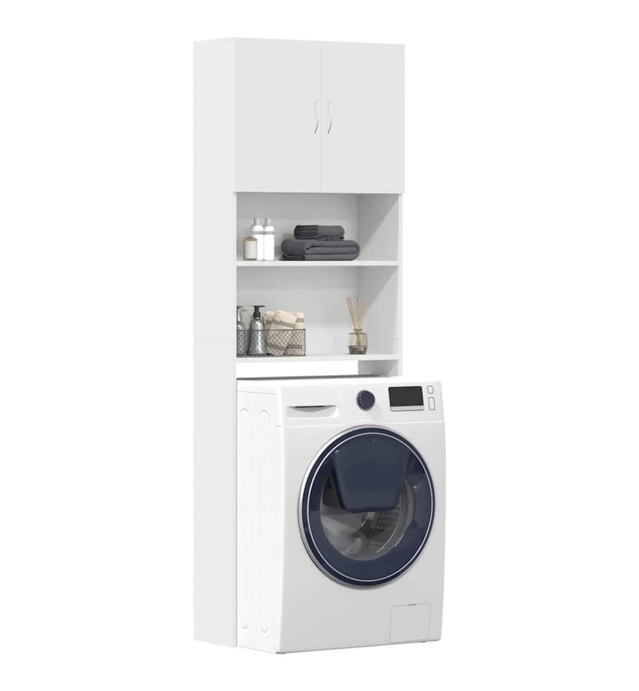 Waschmaschinenschrank Weiss 64x24x190 cm Holzwerkstoff