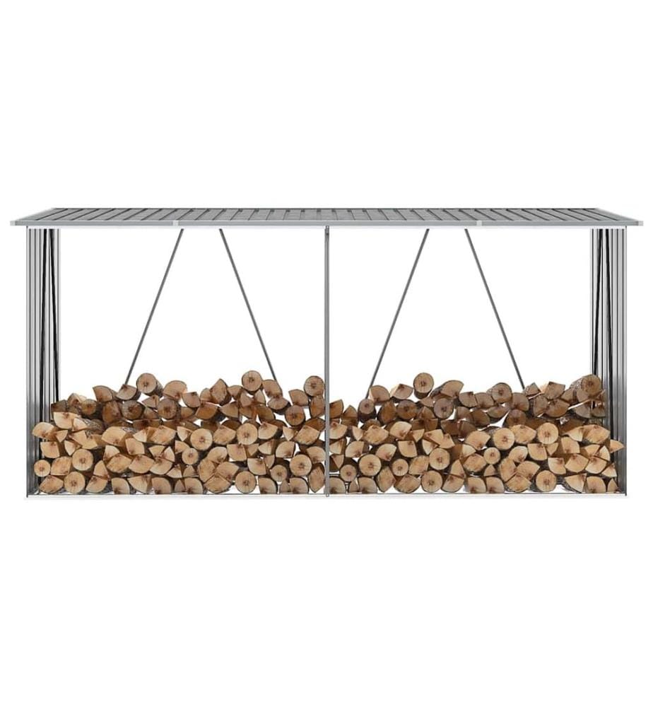 Brennholzlager aus verzinktem Stahl 330x84x152 cm Grau