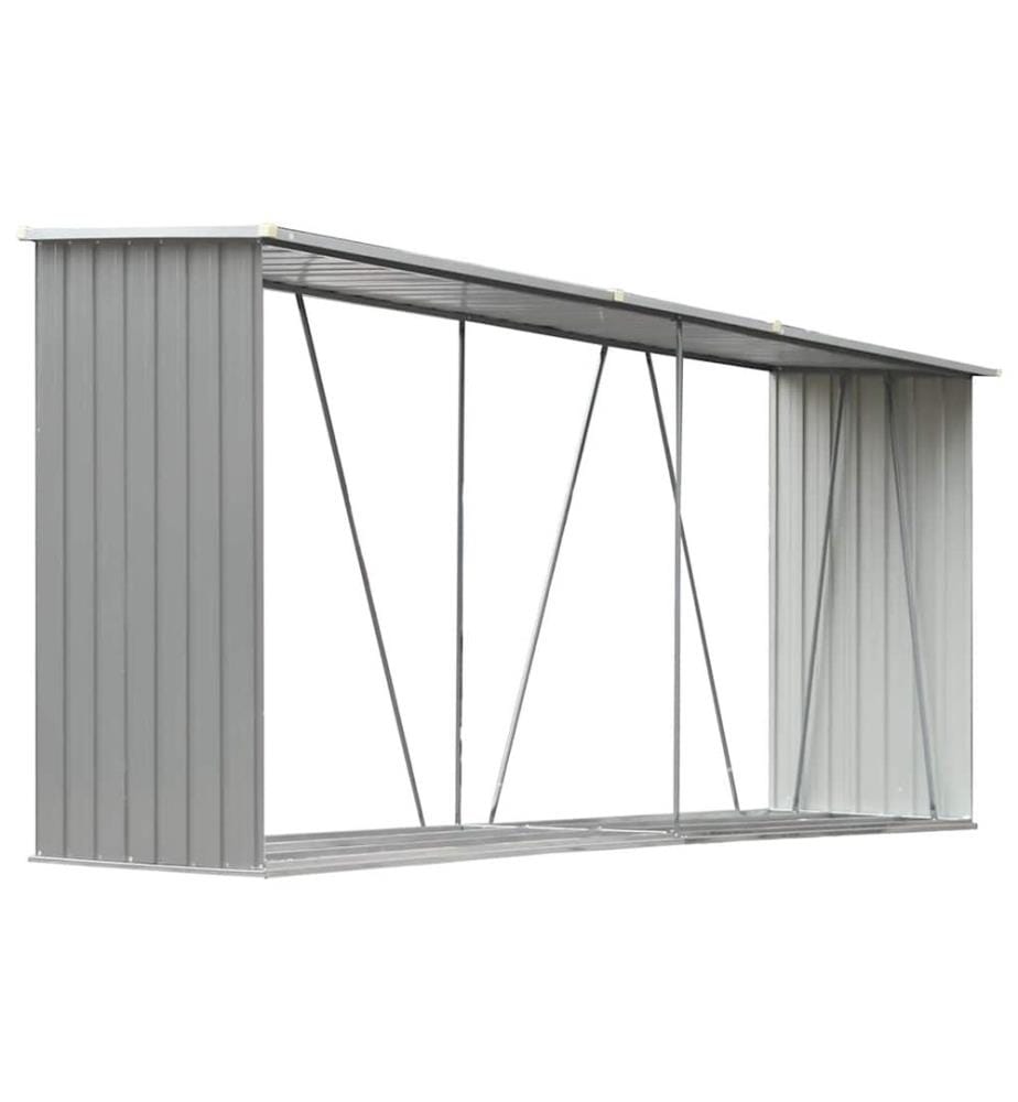Brennholzlager aus verzinktem Stahl 330x84x152 cm Grau