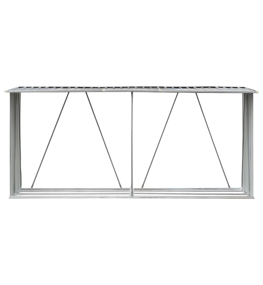 Brennholzlager aus verzinktem Stahl 330x84x152 cm Grau