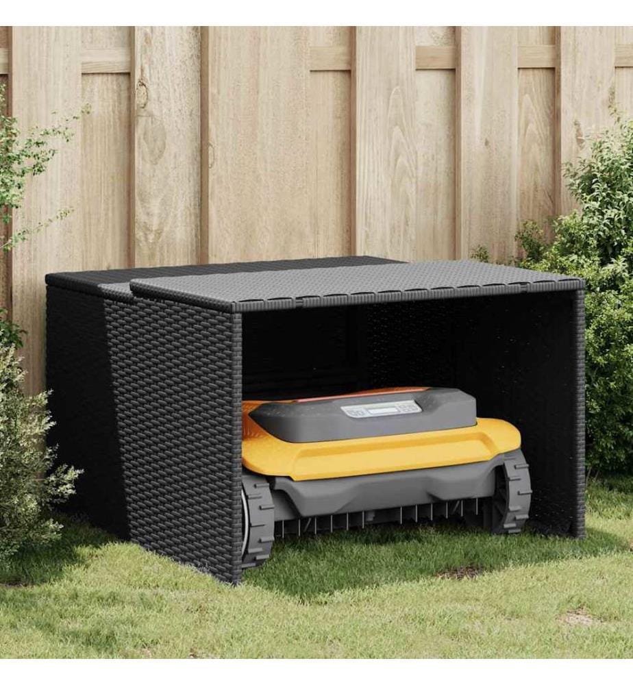 Mähroboter-Garage Schwarz 86x90x52/57 cm Poly Rattan