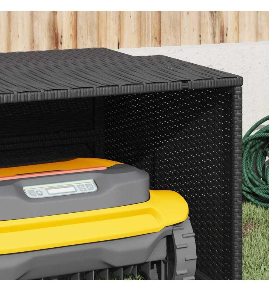 Mähroboter-Garage Schwarz 86x90x52/57 cm Poly Rattan