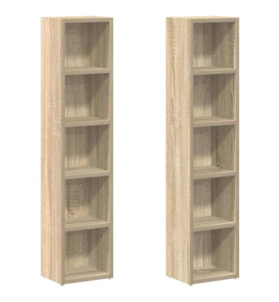 Armoires à CD 2 pcs Chêne sonoma 21x16x93,5 cm Aggloméré