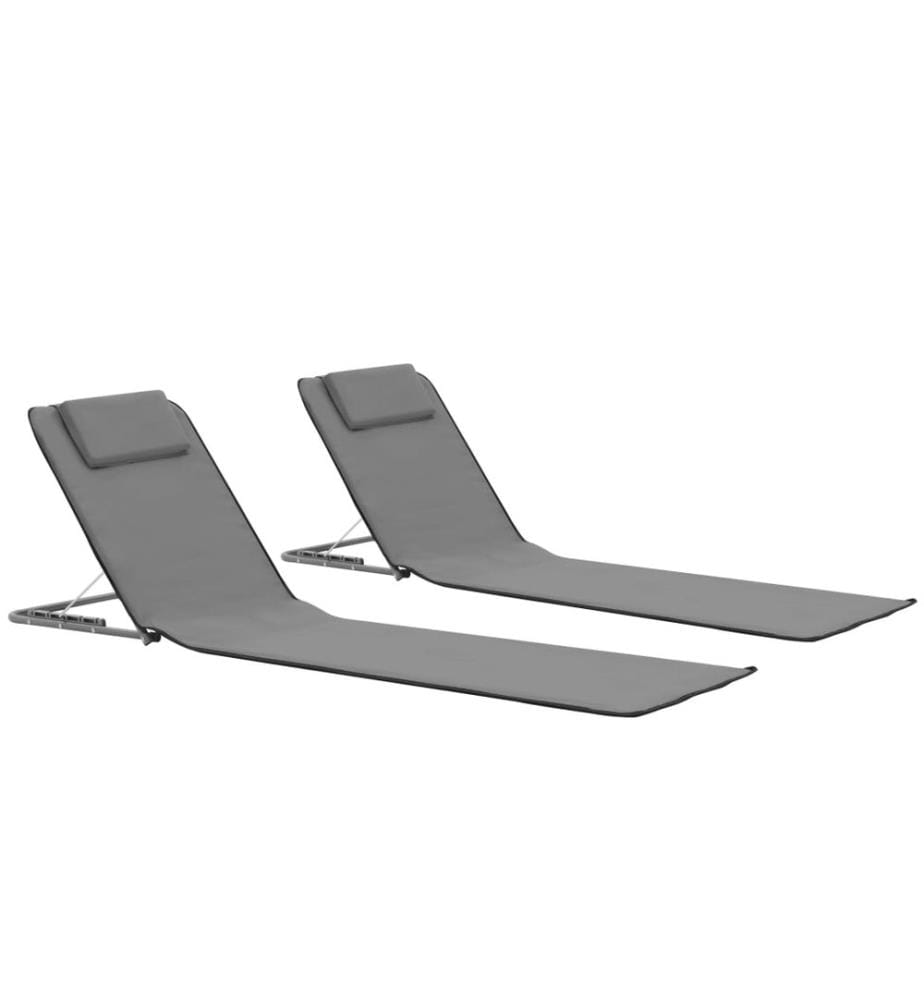Klappbare Strandmatte 2 Stk. Stahl und Stoff Grau