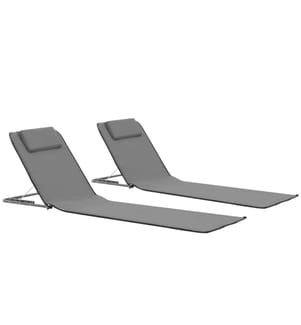 Klappbare Strandmatte 2 Stk. Stahl und Stoff Grau