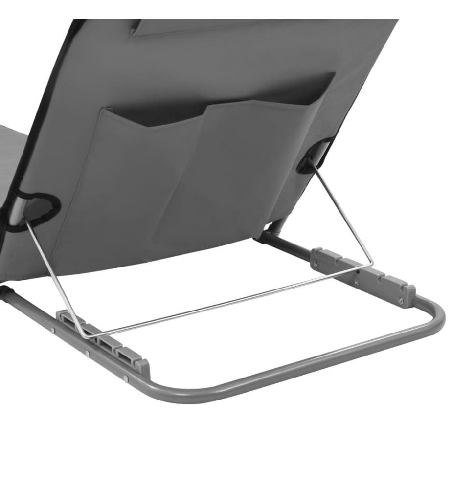 Klappbare Strandmatte 2 Stk. Stahl und Stoff Grau