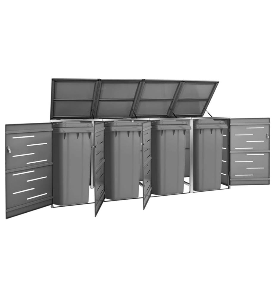 Mülltonnenbox für 4 Tonnen 276,5x77,5x112,5 cm Edelstahl